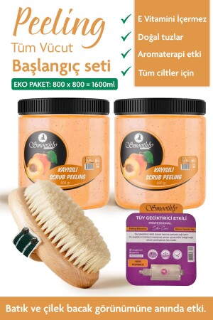 1.600 g. Body Scrup Selülit peeling Batık Karşıtı Vücut Peelingi DOĞAL ATKILI FIRÇALI - 1