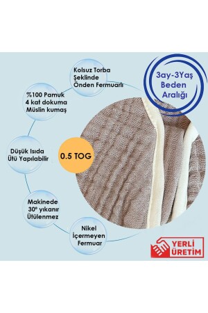 18-36ay Yazlık Ve Mevsimlik, 4 Kat Müslin Kumaş, Bebek Çocuk Torba Uyku Tulumu, Lila 71521 - 4