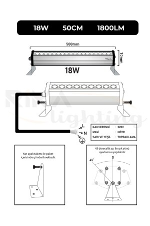 18w-50cm Led Wallwasher - Duvar Boyama Amber RK36560 - 5