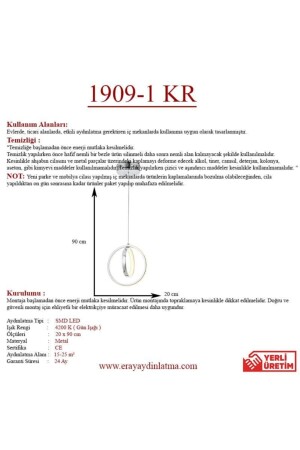 1909-1 Krom Tekli Led Avize 1909-1 KR - 4