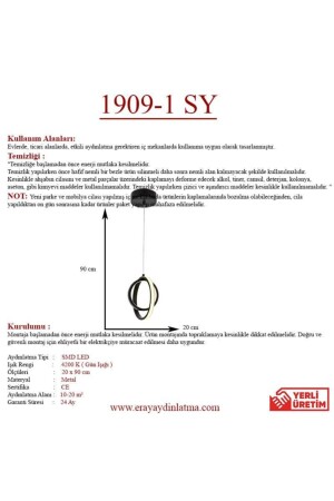 1909-1 Siyah Tekli Led Avize 1909-1 SY - 6