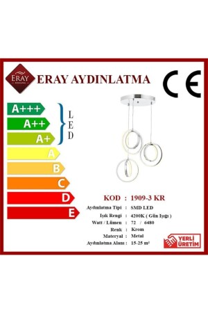 1909-3 Krom 3 Lü Led Avize 1909-3 KR - 6