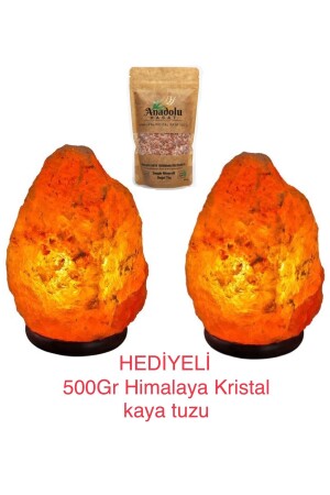 2 Adet 2-3kg Himalaya Kaya Tuzu Lambası Kablo Ampul 500ge Himalaya Tuz Hediyeli - 3