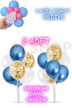 2 Adet Balon Süsleme Standı 6 Adet Aparat Hediyeli 7li Çubuklu Ayaklı Stand - 2