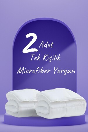 2 Adet Microfiber Tek Kişilik Yorgan Microsoft Yıkanabilir Mevsimlik Microfiber Yorgan 155x215 Cm 00693 - 1