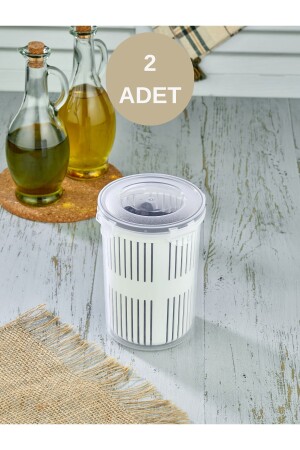 2 Adet Zeytinlik Süzgeçli Zeytin Turşu Saklama Kabı 1,5 Lt MHK021 - 1