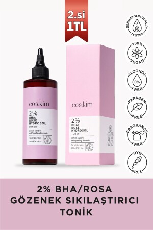 %2 Bha-gül Suyu Gözenek Sıkılaştırıcı Siyah Nokta Karşıtı Tonik | 2% Bha-rosa Hydrosol Toner 250 ml MK004 - 1