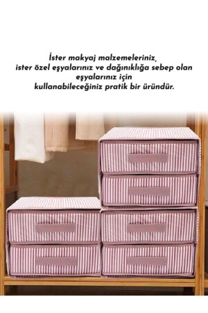 2 Bölmeli 2 Çekmeceli Çizgili Düzenleyici Çekmece Içi Dolap Organizer - 4