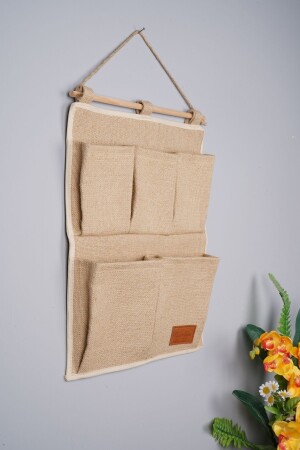 2 Etagen, 5 Taschen, Wandmontage, Jute-Organizer, Badezimmer, Küche, Organizer, 35 x 45 cm. 04538. 00 - 3