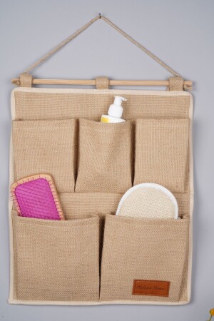 2 Etagen, 5 Taschen, Wandmontage, Jute-Organizer, Badezimmer, Küche, Organizer, 35 x 45 cm. 04538. 00 - 4