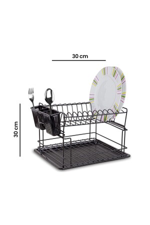 2-stöckiger Geschirrkorb – Schwarz 37 x 30 cm 01T1XN177 - 5