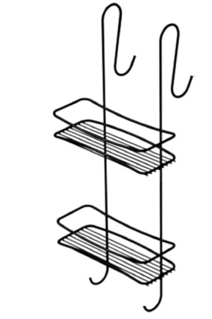 2-stöckiges schwarzes hängendes Badezimmer-Duschregal, Seifenschale, Shampoo-Halter, Duschkabine, Handtuchhalter. Verwenden Sie das Regal als - 6