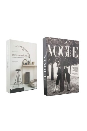 2-teilige dekorative Box im Buch-Look, einfarbig, Home & Vogue Two Women-Thema bay2li2423 - 2