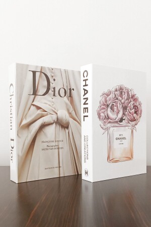 2-teilige dekorative Box im Buch-Look mit Dior-Hochzeitskleid und Chanel-Parfüm - 3