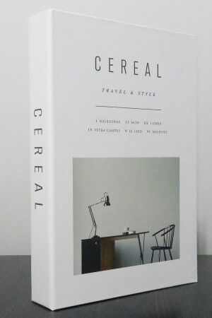 2-teilige dekorative Box im Buch-Look mit monochromem Home- und Cereal-White-Motiv - 5