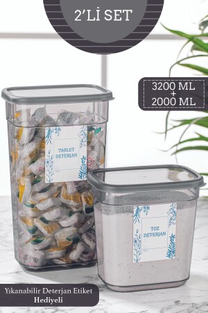 2-teilige rechteckige Clov-Aufbewahrungsbox für Pulver und Reinigungsmitteltabletten mit Etikett – Badezimmer-Organizer, 2 bis 3,2 Liter MCH-898 - 3