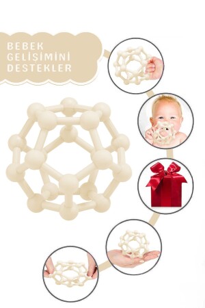 2-teiliges Baby-Beißring-Set – Beißring-Handball – Silikon-Baby-Beißhandschuh Beige - 5