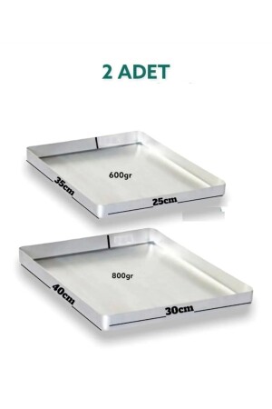 2-teiliges Baklava-Backofenblech aus Aluminium, 25 x 35 und 30 x 40 x 3 cm. 5cm 600gr 800gr - 1