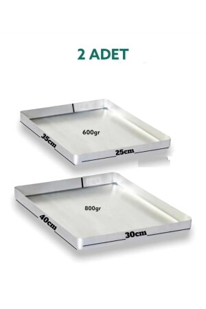 2-teiliges Baklava-Backofenblech aus Aluminium, 25 x 35 und 30 x 40 x 3 cm. 5cm 600gr 800gr - 3