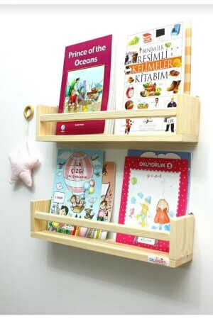 2-teiliges Montessori Bücherregal 50 cm Wandregal Baby Kinderzimmer Holz Bücherregal dekorativ50cm - 2