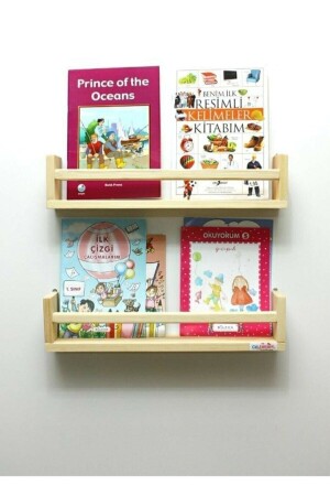 2-teiliges Montessori Bücherregal 50 cm Wandregal Baby Kinderzimmer Holz Bücherregal dekorativ50cm - 4