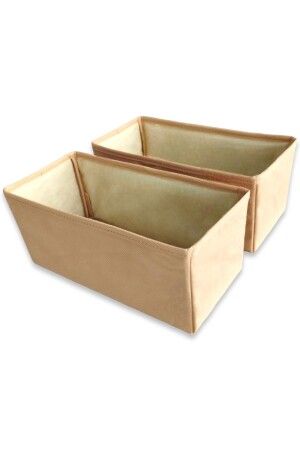 2-teiliges Schubladen-Organizer-Set in Beige – Mehrzweck-Schrankbox-Set (28 x 13 x 13) - 2