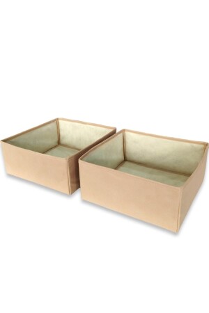 2-teiliges Schubladen-Organizer-Set in Beige – Mehrzweck-Schrankbox-Set (28 x 28 x 13 cm) - 1