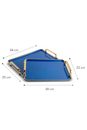 2-teiliges Tablett in Marineblau, Präsentation, dekoratives Heimgeschirr, Küche, Tee, Kaffee, LCA348211 - 9