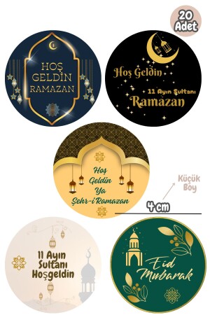 20 Adet Hediye Poşeti Etiketi Hoş geldin Ramazan Etiketi Yuvarlak Sticker Küçük Boy - 1