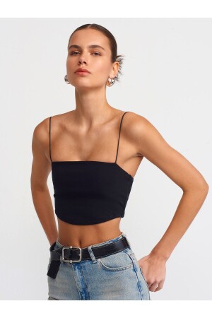 20793 Askılı Crop Top-Siyah - 1