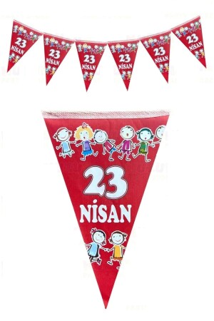 23. April Hand in Hand Kinder Dreiecksflagge Roter Wimpel mit 10 Flaggen 160 cm 15 x 23 cm Nationalfeiertagsdekoration - 1