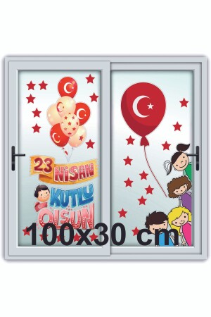 23 Nisan Çocuk Bayramı Eğlenceli Cam Duvar Süsleme Sticker Seti - 7