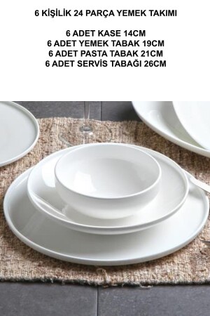 24 Parça Yemek Takımı Bone Chine Beyaz Yeni Model 6 Kişlik 3250 g3250 - 5