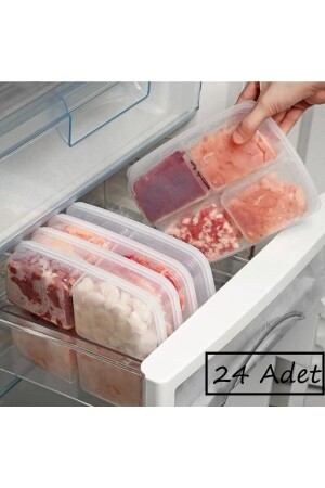 24 Stück 4 Fächer Aufbewahrungsbehälter für Mahlzeiten, Fleisch, Gemüse, Fisch – Gefrierschrank, Hackfleisch-Organizer, Organizer, BAYEV-ETSTORAGE, 4 Fächer, 24 Stück - 4