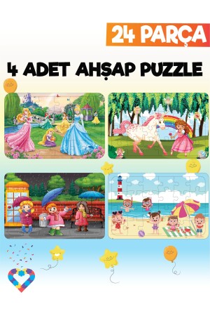 24-teiliges 4-teiliges Kinderpuzzle aus Holz - 2