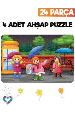 24-teiliges 4-teiliges Kinderpuzzle aus Holz - 4