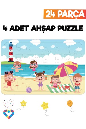 24-teiliges 4-teiliges Kinderpuzzle aus Holz - 5