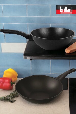 28 Cm Wok Tava Döküm Yanmaz Yapışmaz Granit Tava Pfoa Içermez Alüminyum Tava PRA-8864617-9358 - 4