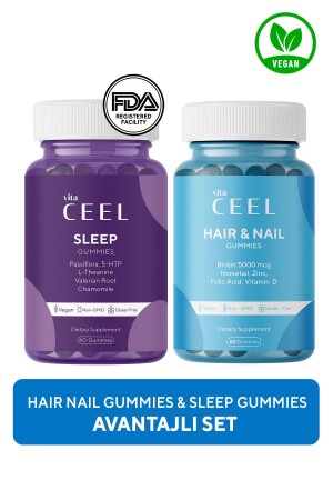 2er-Pack Hair&Nail and Sleep Gummy veganes kaubares Vitamin - 2