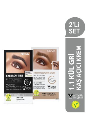 2er SET Augenbrauenfarbe 1. 1 ASH GREY + Augenbrauenaufhellungscreme (vegan) - 2