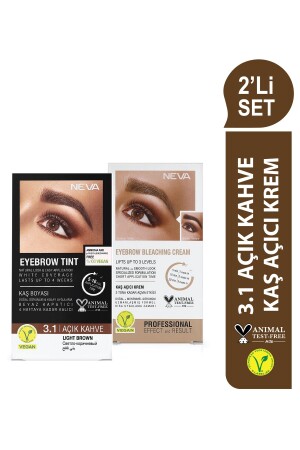 2er SET Augenbrauenfarbe 3. 1 HELLBRAUN + Augenbrauenaufhellungscreme (vegan) - 2