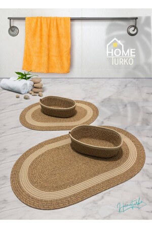 2er-Set aus Jute, Korbgeflecht, Fußmatte, Badematte, Badematten-Set und Badekorb HT-Banyo-R1 - 4