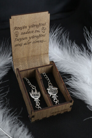 2er-Set „Feuer und Wasser“-Silberfarbenes „Double Lover Best“-Metallarmband mit beschrifteter Geschenkbox - 8