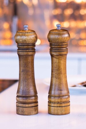 2er-Set Masterchef Salz- und Pfeffermühle, Gewürzmühle, Walnussholz, 21 cm, kzrt3982042 - 1