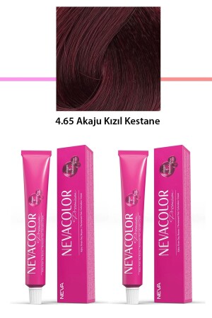 2er-Set Premium 4. 65 Akaju Red Chestnut – Permanente Creme-Haarfarbe, 2 x 50 g Tube - 2