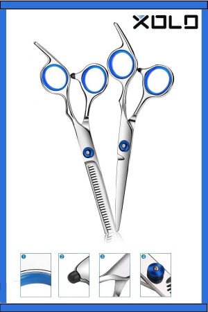 2er Set Titanblau Profi Friseur Barber 6. 5-Zoll-17-cm-Haarschneide-Scherenset für gerade und mittelschwere Haare - 2