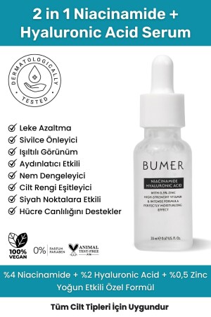 2in1 Niacinamide Hyaluronik Asit Leke Sivilce Karşıtı Aydınlatıcı Ve Renk Eşitleyici Serum 20 ml Niacinamid ve Hiyaluronik Acid Zinc 1004 - 1