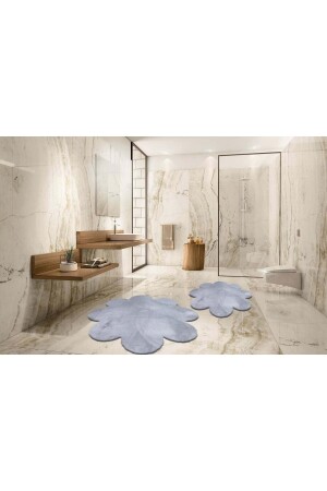 2'li Açık Gri Banyo Halısı Peluş Post Halı Klozet Takımı 60x60(papatya) Ve 80x80(papatya) BLT2LITAKIMPAPATYA-60x60ve80x80 - 5