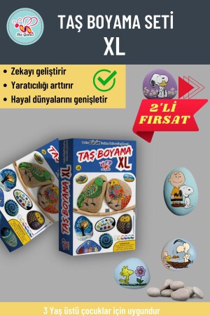 2'li Fırsat Xl Taş Boyama 3 Yaş Üstü Çocuklar Için Zeka Geliştirici 6 Renk Akrilik Boyalı Hediye 1123772 - 1