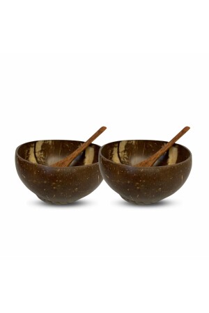 2'li Hindistan Cevizi Kase, Kaşık Ve Kase Altlığı - Bowl Kasesi - Coconut Bowl JDA00010 - 3